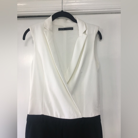 Zara Tuxedo black and white jumpsuit hidden zipper XS - Picture 3 of 12